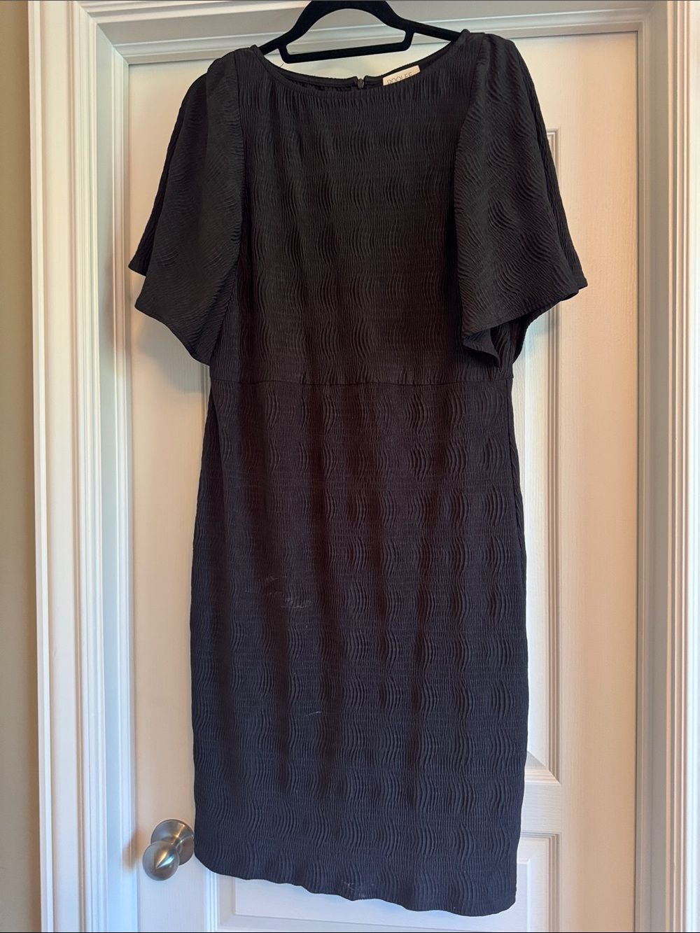 Roolee Black Textured Midi Dress